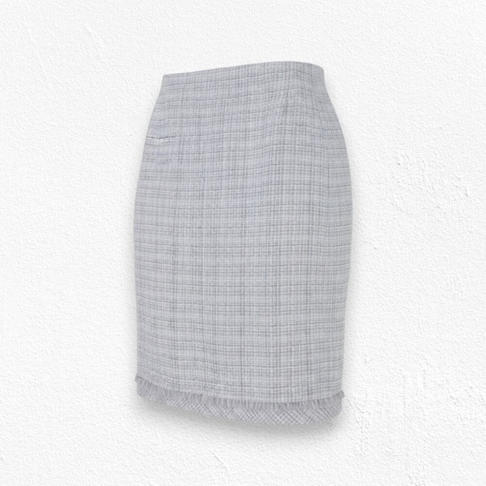WHBM Purple White Tweed Fray Fringe Pencil Straight Knee Length Skirt Size 8 - Picture 1 of 10